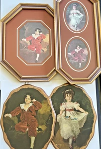 VTG Set (4 piece) ~ Red Boy & Little Miss Murray, Lawrence ~Framed, Decoupage - Picture 1 of 24