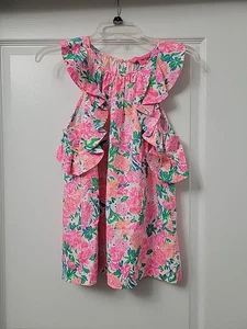 Lilly Pulitzer Marlee Top Ruffle Halter Resort Thats What I Herd Medium Pink - Picture 1 of 5