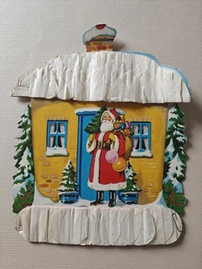Vintage Papier Karton Weihnachten Waben Deko Aufsteller Weihnachtsmann alt - Bild 1 von 9
