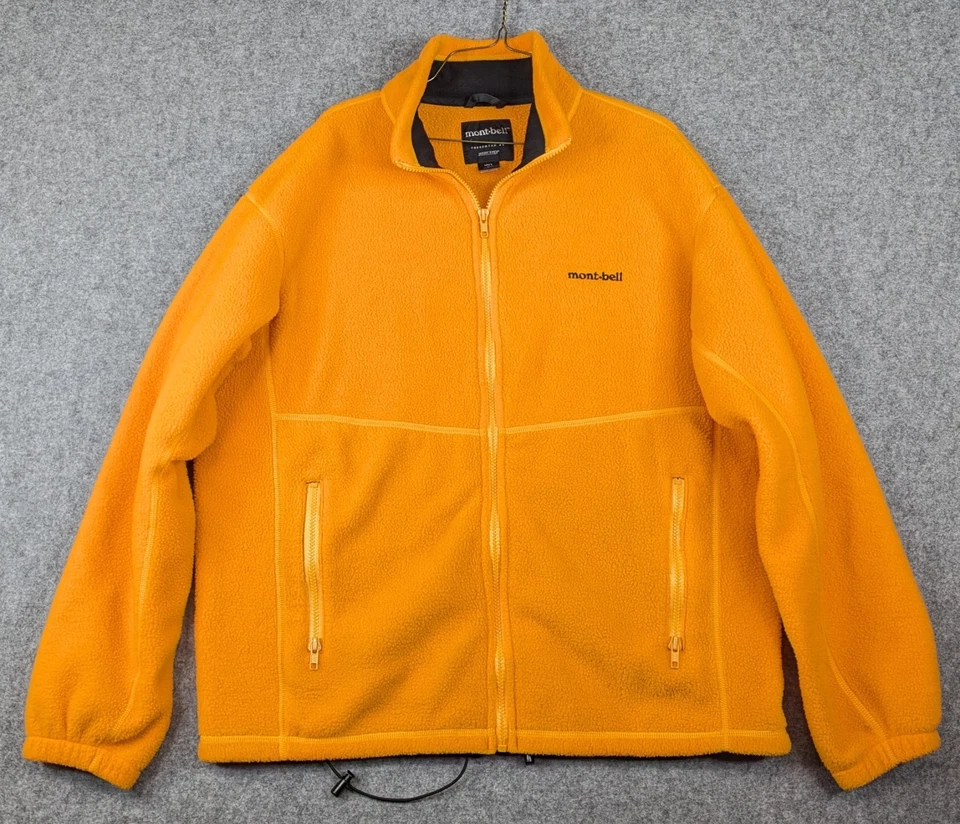 Chaqueta polar MontBell vintage para hombre grande amarilla naranja cremallera completa exterior de colección Foto 1 de 4