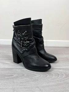 Airsteps A.S. 98 Avante Garde Schwarz Leder Nieten Absatz Stiefel Damen Größe 40 - Bild 1 von 12