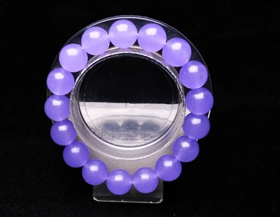 Brazalete Brazalete 12mm Natural Púrpura Calcedonia Cuarzo Cristal Piedras Preciosas AAA Foto 1 de 4