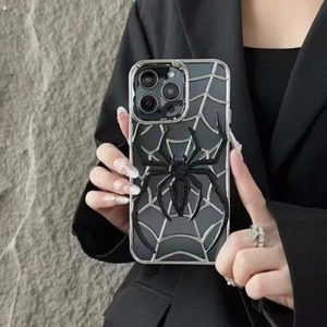 Luxury Hollow Hot Spray Bling 3D Spider Cover Case For 16 15 14 13 12 11 Pro Max - Picture 1 of 21