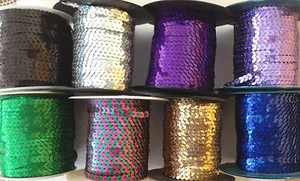 6MM STRUNG STRING HOLOGRAPHIC HOLOGRAM FLAT SEQUINS ART CRAFT COSTUME TRIMMINGS - Picture 1 of 10