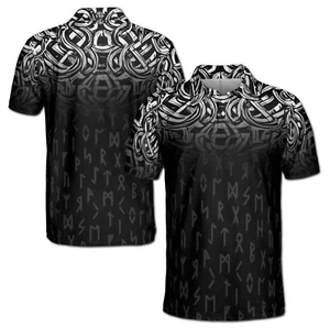 Polo uomo Runer Viking modello tribale scuro grunge S-5XL - Foto 1 di 5