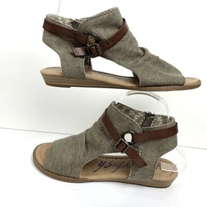 Blowfish Sandals Womens 7.5 Gladiator Flat Strappy Malibu Beige Fabric Open Toe - Picture 1 of 9
