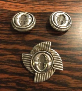 ¡JUEGO DE BROCHES Y PENDIENTES CON CORDÓN DE GUIJARROS LUNA! Nunca usado. - Imagen 1 de 4