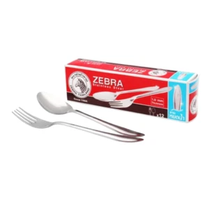 12 Pcs Spoon fork Zebra Stainless Steel Silver Kitchen Food Rice Asian Thai - Picture 1 of 9