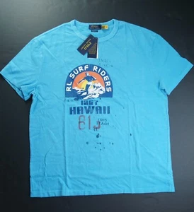 POLO RALPH LAUREN Men's Blue Classic Fit Surf Graphic Jersey Cotton T-Shirt NWT - Picture 1 of 3