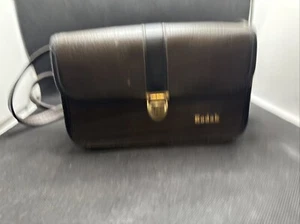 Vintage Kodak Hard Case Camera Bag Brown/Black Leather with Shoulder Strap - Picture 1 of 11