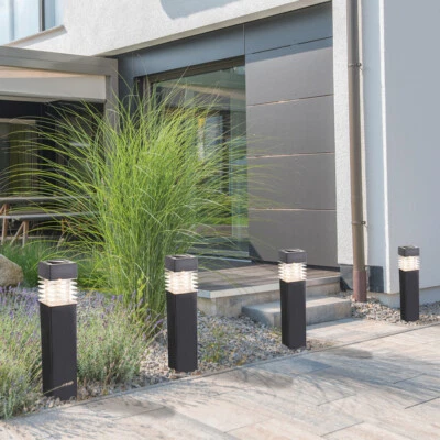 Gartenleuchten Außenlampen Stehleuchten Solar 4er Set grau IP44 Akku H 38,5 cm - Bild 1 von 4