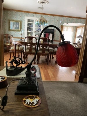 Pittsburg LBG Desk Lamp With Red Beaded Drape Lamp - Image 1 of 4