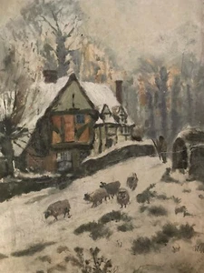 Ölgemälde Tafel Karton Landschaft Impressionismus Impressionistische Kunst 1924 - Bild 1 von 9