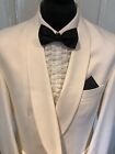 Mens White Ivory Tuxedo Dinner Jacket By Torre 44R Wool Mix Shawl Collar Cloth
