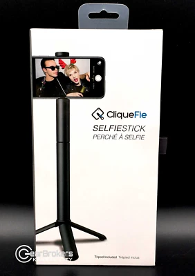 CliqueFie Bluetooth Phone Tripod Selfie Stick for iPhone or Android CLIALTPGRY - Image 1 of 4