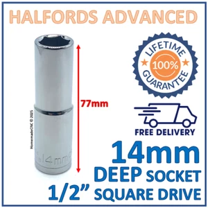 Halfords Advanced 14mm 1/2" Square Drive 6 Point Deep Socket -Lifetime Guarantee - Picture 1 of 6