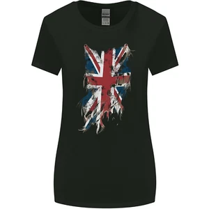 Distressed Union Jack Flag GB British UK Womens Wider Cut T-Shirt - Picture 1 of 3