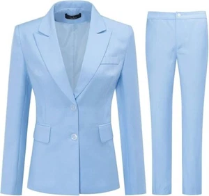 Yunclos Womens Slim Fit Light Blue 2 Piece XL Peak Lapel - Picture 1 of 5
