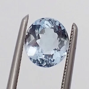 1.01 cts Oval 6.4x5.7 mm Light Blue Color Natural Aquamarine Loose Gemstone - Picture 1 of 11