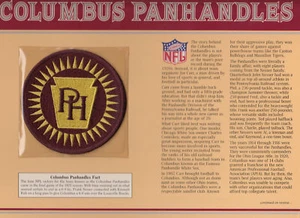 COLUMBUS PANHANDLES Willabee & Ward NFL GOLDEN AGE FOOTBALL PATCH INFO STAT CARD - Picture 1 of 2