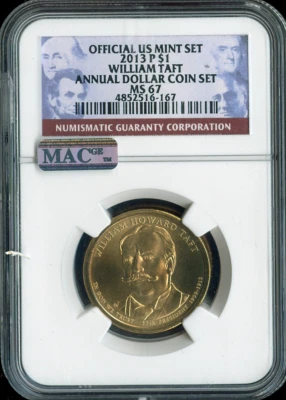 2013-P William Taft Dollar NGC MS67 Annual - 27th U.S President - Image 1 of 2