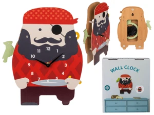 Holz-Wanduhr Wall Clock Kinderzimmer Uhr für Kinder, "Pirat", ca. 21 x 29 cm - Bild 1 von 5