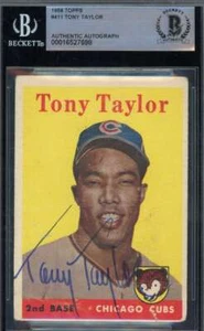 Tony Taylor Beckett BAS Signed 1958 Topps Rookie Autograph - Picture 1 of 2