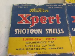 VINTAGE WESTERN XPERT BLUE/YELLOW 20 GA SHOTGUN CARTRIDGE SHELLS Box Empty - Picture 1 of 4