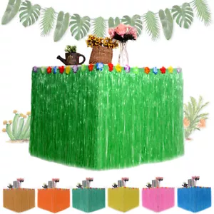 Hawaiian Tassel Table Skirt Wedding Party Xmas Halloween Decor Ball Bar Beach - Picture 1 of 22