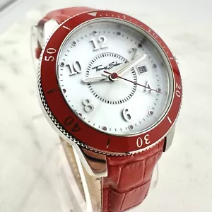 Thomas Sabo Genuine Red Leather Quartz Analog Women's 38mm Watch, New Battery - Picture 1 of 18