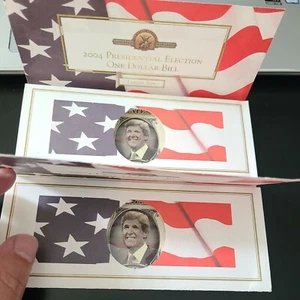 Monetary Exchange 2004 Presidential Election One Dollar Bill Set Of 2 Kerry... - Picture 1 of 4