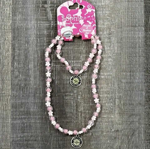 New Seattle Mariners MLB Beaded Necklace & Bracelet Set Cover