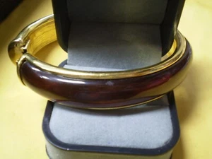 Signed Joan Rivers Vintage Ladies Faux Tortoise Shell Amber Hinged Bracelet - Picture 1 of 3