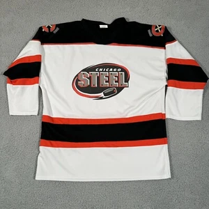 Camiseta USHL Chicago Steel Juvenil XL Autógrafos Desconocidos en la parte posterior - Imagen 1 de 7