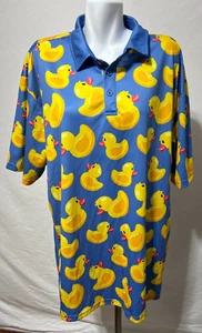Yellow Rubber Duck On Blue Men's Polo Shirt By Ready Golf 3XL 3X Big & Tall - Picture 1 of 6