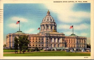 MINNESOTA STATE CAPITOL St. Paul, MN c1941 lino postal - Imagen 1 de 2