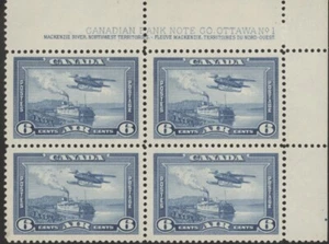 Canada Stamp - Air Mail PB#C6 - Monoplane over Mackenzie River, NWT (1938) 6¢... - Picture 1 of 1
