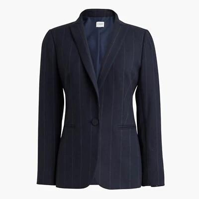 New J.CREW Size 6 One Button Blazer in Navy Pin Stripe $198 CB442 - Image 1 of 4