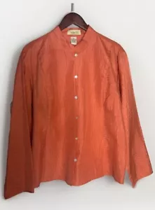 Top Linden Hill donna 100% seta bottoni davanti tunica tasche laterali corallo 2XL nuovo con etichette - Foto 1 di 9