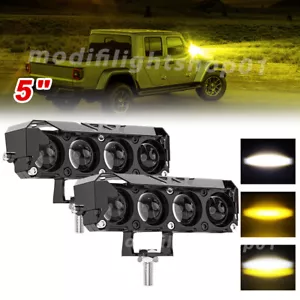 5/4"/3"LED Work Light Yellow White Cube Pods Spot Flood Driving Fog Lamp Offroad - Picture 1 of 10