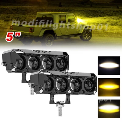 5/4"/3"LED Work Light Yellow White Cube Pods Spot Flood Driving Fog Lamp Offroad - Image 1 of 4