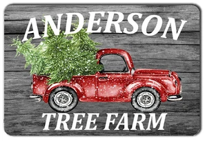 PERSONALIZED TREE FARM VINTAGE TRUCK METAL SIGN - Picture 1 of 1