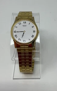 Vintage Seiko 5Y30-7A71 Herren Quarzuhr weißes Zifferblatt goldfarbene römische Ziffern - Bild 1 von 10