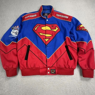 Vintage Superman Jacket Mens Large Blue Justice League Racing JH Design 2000s - Image 1 of 4