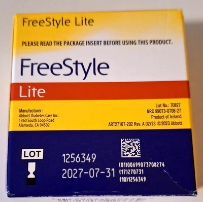 FREESTYLE LITE GLUCOSE TEST STRIPS 100ct EXPIRES 7/31/2027***BRAND NEW IN BOX*** - Image 1 of 2