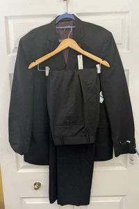 Perry Ellis Portfolio Mens full suit set black Size 48 pant 43/36 new - Picture 1 of 12