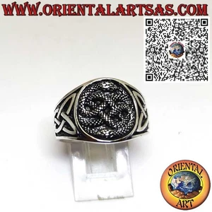 Anello a Fascia  in argento 925‰  con Auryn Ouroboros e Nodo Celtico - Imagen 1 de 5