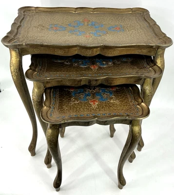 Vintage Italian Florentine Nesting Tables Gold Gilt Provincial Hollywood Regency - Image 1 of 4