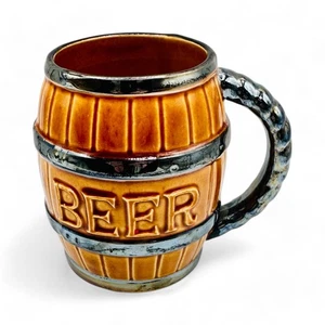Vintage Rustic Beer Barrel-Inspired Beer Mug with Rounded Design - Picture 1 of 8