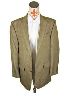 Lauren Ralph Lauren Mens 42L Jacket Blazer 2 Btn Notch Plaid Brown Blue Black  - Picture 1 of 12